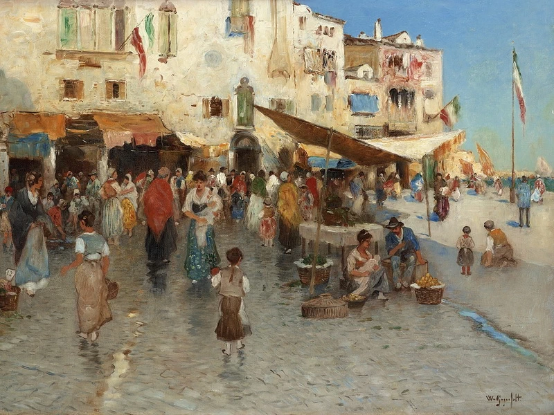 1844-Wilhelm von Gegerfelt - Mercato del pesce di Chioggia